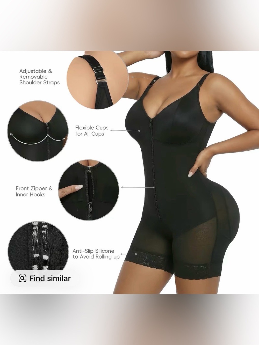 Women's High Compression Shapewear Bodysuit  Zip large